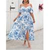 image:imageFloerns Womens Plus Size Cold Shoulder Short Sleeve Split Thigh Long DressPale Blue