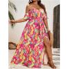 image:imageFloerns Womens Plus Size Cold Shoulder Short Sleeve Split Thigh Long DressRose Pink