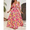 image:imageFloerns Womens Plus Size Cold Shoulder Short Sleeve Split Thigh Long DressRose Pink