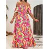 image:imageFloerns Womens Plus Size Cold Shoulder Short Sleeve Split Thigh Long DressRose Pink