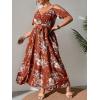 image:imageFloerns Womens Plus Size Cold Shoulder Short Sleeve Split Thigh Long DressRust Brown