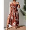 image:imageFloerns Womens Plus Size Cold Shoulder Short Sleeve Split Thigh Long DressRust Brown