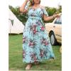 image:imageFloerns Womens Plus Size Cold Shoulder Short Sleeve Split Thigh Long DressSky Blue