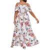 image:imageFloerns Womens Plus Size Cold Shoulder Short Sleeve Split Thigh Long DressWhite