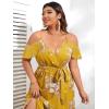 image:imageFloerns Womens Plus Size Cold Shoulder Short Sleeve Split Thigh Long DressYellow