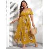 image:imageFloerns Womens Plus Size Cold Shoulder Short Sleeve Split Thigh Long DressYellow