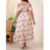 image:imageFloerns Womens Plus Size Cold Shoulder Short Sleeve Split Thigh Long DressYellow and Purple