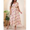 image:imageFloerns Womens Plus Size Cold Shoulder Short Sleeve Split Thigh Long DressYellow and Purple