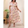 image:imageFloerns Womens Plus Size Cold Shoulder Short Sleeve Split Thigh Long DressYellow and Purple
