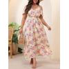 image:imageFloerns Womens Plus Size Cold Shoulder Short Sleeve Split Thigh Long DressYellow and Purple