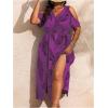 image:imageFloerns Womens Plus Size Cold Shoulder Tropical Print V Neck Flared A Line Long DressPurple