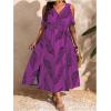 image:imageFloerns Womens Plus Size Cold Shoulder Tropical Print V Neck Flared A Line Long DressPurple