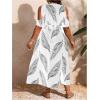 image:imageFloerns Womens Plus Size Cold Shoulder Tropical Print V Neck Flared A Line Long DressWhite
