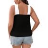 image:imageFloerns Womens Plus Size Criss Cross Tank Colorblock Sleeveless Halter TopsBlack and White