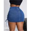image:imageFloerns Womens Plus Size Cross Wrap Waist Denim Skirt Drawstring Side Mini SkirtMedium Wash