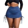 image:imageFloerns Womens Plus Size Cross Wrap Waist Denim Skirt Drawstring Side Mini SkirtMedium Wash