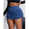 image:imageFloerns Womens Plus Size Cross Wrap Waist Denim Skirt Drawstring Side Mini SkirtMedium Wash