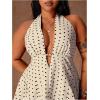 image:imageFloerns Womens Plus Size Cute Polka Dots Halter Mini Dress Ruffle A Line Going Out DressesApricot