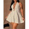 image:imageFloerns Womens Plus Size Cute Polka Dots Halter Mini Dress Ruffle A Line Going Out DressesApricot