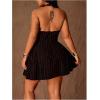image:imageFloerns Womens Plus Size Cute Polka Dots Halter Mini Dress Ruffle A Line Going Out DressesBlack