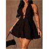 image:imageFloerns Womens Plus Size Cute Polka Dots Halter Mini Dress Ruffle A Line Going Out DressesBlack