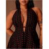 image:imageFloerns Womens Plus Size Cute Polka Dots Halter Mini Dress Ruffle A Line Going Out DressesBlack