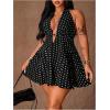 image:imageFloerns Womens Plus Size Cute Polka Dots Halter Mini Dress Ruffle A Line Going Out DressesBlack and White