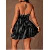 image:imageFloerns Womens Plus Size Cute Polka Dots Halter Mini Dress Ruffle A Line Going Out DressesBlack and White