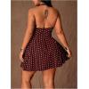 image:imageFloerns Womens Plus Size Cute Polka Dots Halter Mini Dress Ruffle A Line Going Out DressesBrown