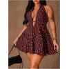 image:imageFloerns Womens Plus Size Cute Polka Dots Halter Mini Dress Ruffle A Line Going Out DressesBrown