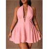 image:imageFloerns Womens Plus Size Cute Polka Dots Halter Mini Dress Ruffle A Line Going Out DressesPink