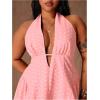 image:imageFloerns Womens Plus Size Cute Polka Dots Halter Mini Dress Ruffle A Line Going Out DressesPink
