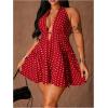image:imageFloerns Womens Plus Size Cute Polka Dots Halter Mini Dress Ruffle A Line Going Out DressesRed