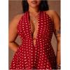 image:imageFloerns Womens Plus Size Cute Polka Dots Halter Mini Dress Ruffle A Line Going Out DressesRed
