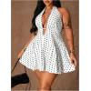 image:imageFloerns Womens Plus Size Cute Polka Dots Halter Mini Dress Ruffle A Line Going Out DressesWhite