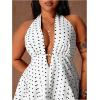 image:imageFloerns Womens Plus Size Cute Polka Dots Halter Mini Dress Ruffle A Line Going Out DressesWhite