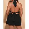 image:imageFloerns Womens Plus Size Deep V Neck Halter Dress Tie Back Sleeveless Mini DressesBlack