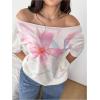 image:imageFloerns Womens Plus Size Floral Off The Shoulder Tops Summer Vacation Casual T ShirtsWhite Multi