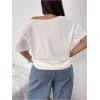 image:imageFloerns Womens Plus Size Floral Off The Shoulder Tops Summer Vacation Casual T ShirtsWhite Multi