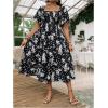 image:imageFloerns Womens Plus Size Floral Square Neck Flounce Short Sleeve A Line Maxi DressBlack