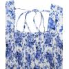 image:imageFloerns Womens Plus Size Floral Square Neck Flounce Short Sleeve A Line Maxi DressBlue and White