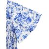 image:imageFloerns Womens Plus Size Floral Square Neck Flounce Short Sleeve A Line Maxi DressBlue and White