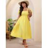 image:imageFloerns Womens Plus Size Floral Square Neck Flounce Short Sleeve A Line Maxi DressMustard Yellow