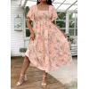 image:imageFloerns Womens Plus Size Floral Square Neck Flounce Short Sleeve A Line Maxi DressPink