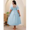 image:imageFloerns Womens Plus Size Floral Square Neck Flounce Short Sleeve A Line Maxi DressSky Blue