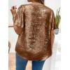 image:imageFloerns Womens Plus Size Flounce Short Sleeve Keyhole Neck Party Blouse TopsBrown