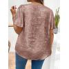 image:imageFloerns Womens Plus Size Flounce Short Sleeve Keyhole Neck Party Blouse TopsPink