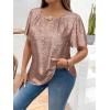 image:imageFloerns Womens Plus Size Flounce Short Sleeve Keyhole Neck Party Blouse TopsPink