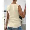 image:imageFloerns Womens Plus Size Going Out Tops Sleeveless Textured Boat Neck Ruched Tank TopsApricot