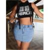 image:imageFloerns Womens Plus Size High Waisted Denim Mini Skirt Bodycon Jean Skirts with PocketsMedium Wash